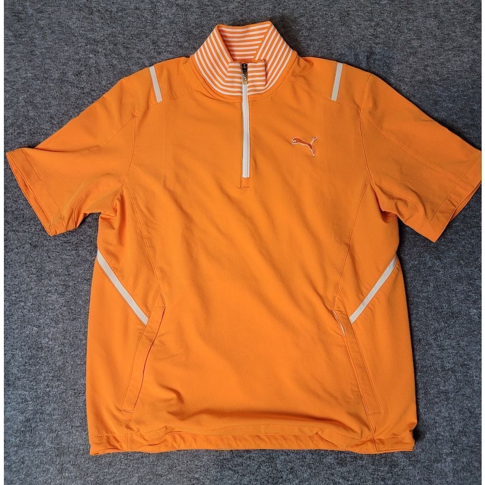 Puma Golf Orange Kinetic Jacket Mens Size M Short Sleeve Storm Cell UT Vols